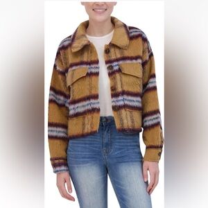 Cozy Multicolor Striped Teddy Jacket NWT
